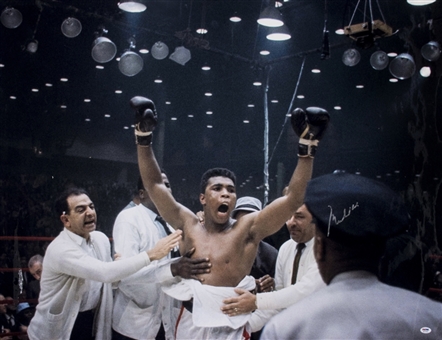 Muhammad Ali Signed 30 x 40 Color Photograph Celebrating Victory Over Liston (PSA/DNA GEM MT 10)